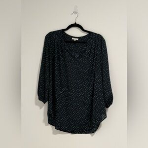 Pleione Black Top with Green Dots